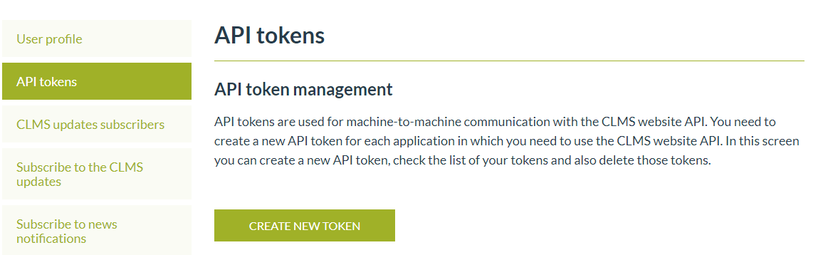 Access API Tokens section.